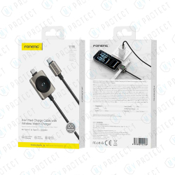 Câble USB-C / USB-C 100W - 2en1 avec chargeur sans fil pour Apple Watch / Galaxy Watch Foneng X130