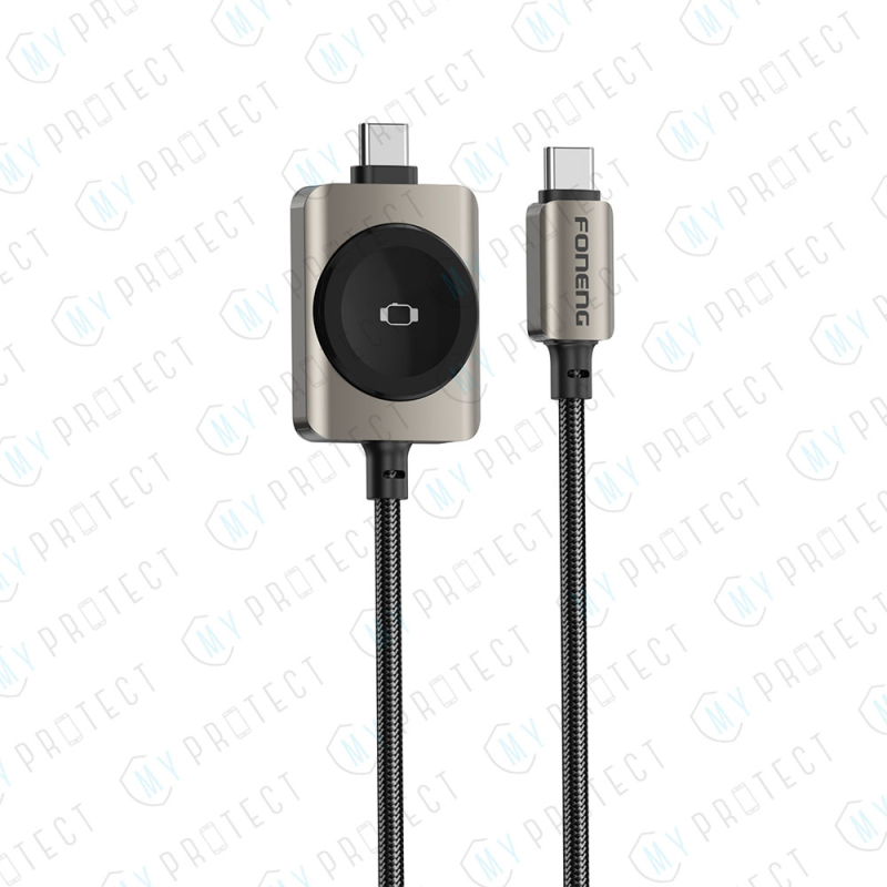 Câble USB-C / USB-C 100W - 2en1 avec chargeur sans fil pour Apple Watch / Galaxy Watch Foneng X130
