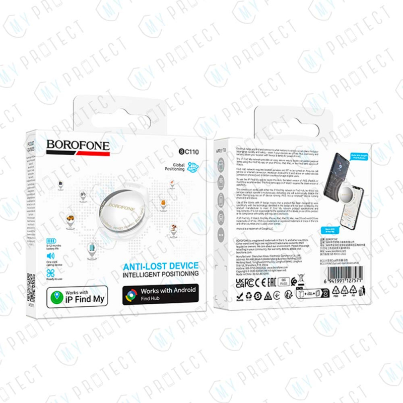 Traceur Bluetooth Compatible Apple Find My & Android Find Hub Borofone BC110