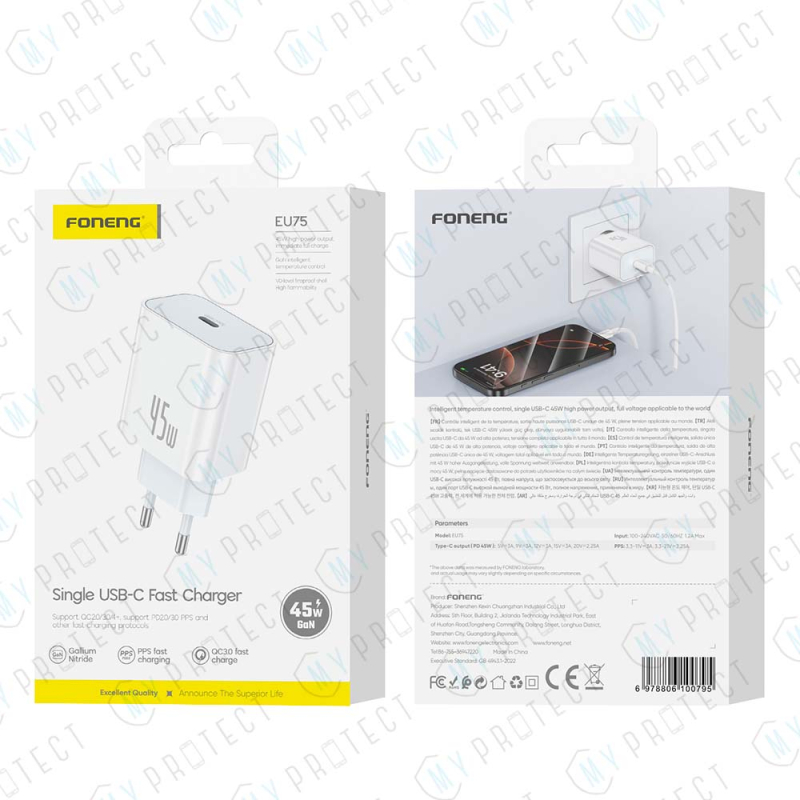 Chargeur USB-C GAN 45W Foneng EU75