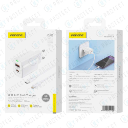 Chargeur (USB-A + USB-C) 20W + Câble USB-C / Lightning Foneng EU66