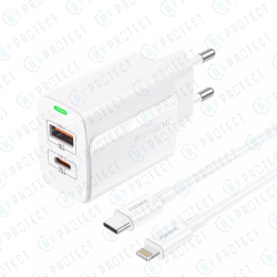 Chargeur (USB-A + USB-C) 20W + Câble USB-C / Lightning Foneng EU66